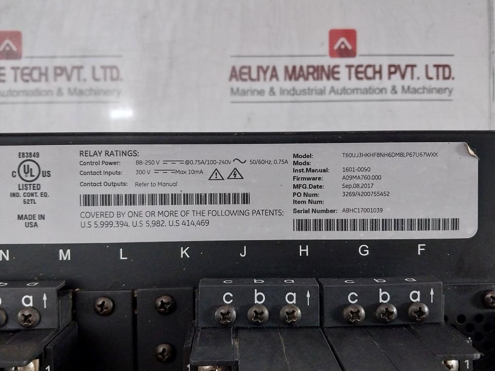 Ge Multilin T60 Transformer Protection System Part No: T60Uj3Hkhf8Nh6Dm8Lp67U67Wxx, 300V
