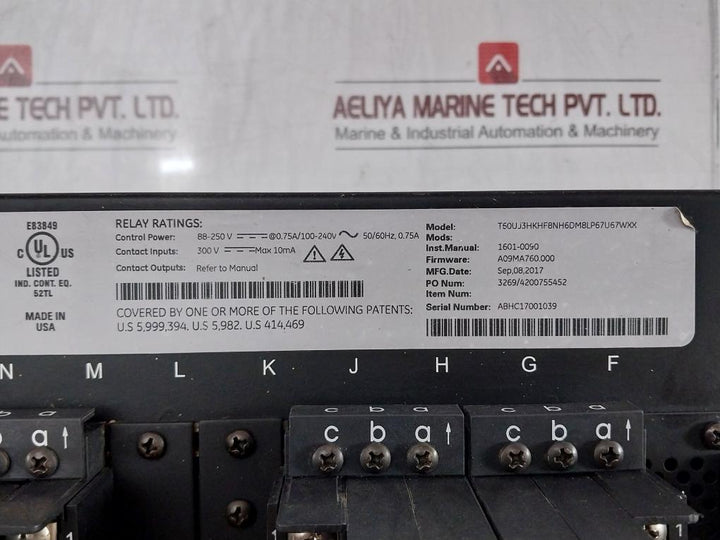 Ge Multilin T60 Transformer Protection System Part No: T60Uj3Hkhf8Nh6Dm8Lp67U67Wxx, 300V