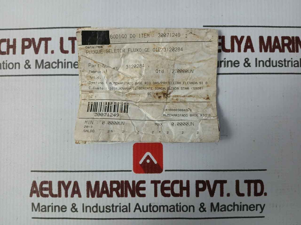 Ge Oil 3120284 Flow Selector Plug