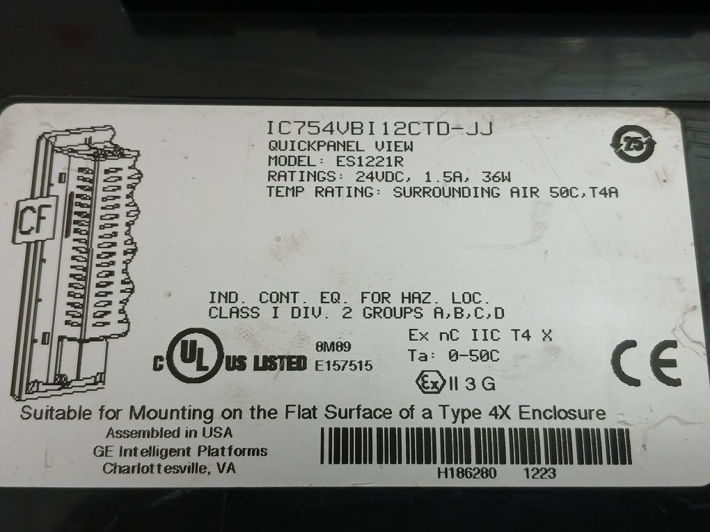 Ge Quickpanel 24Vdc, 1.5A, 36W Part No: Ic754Vbi12Ctd-jj
