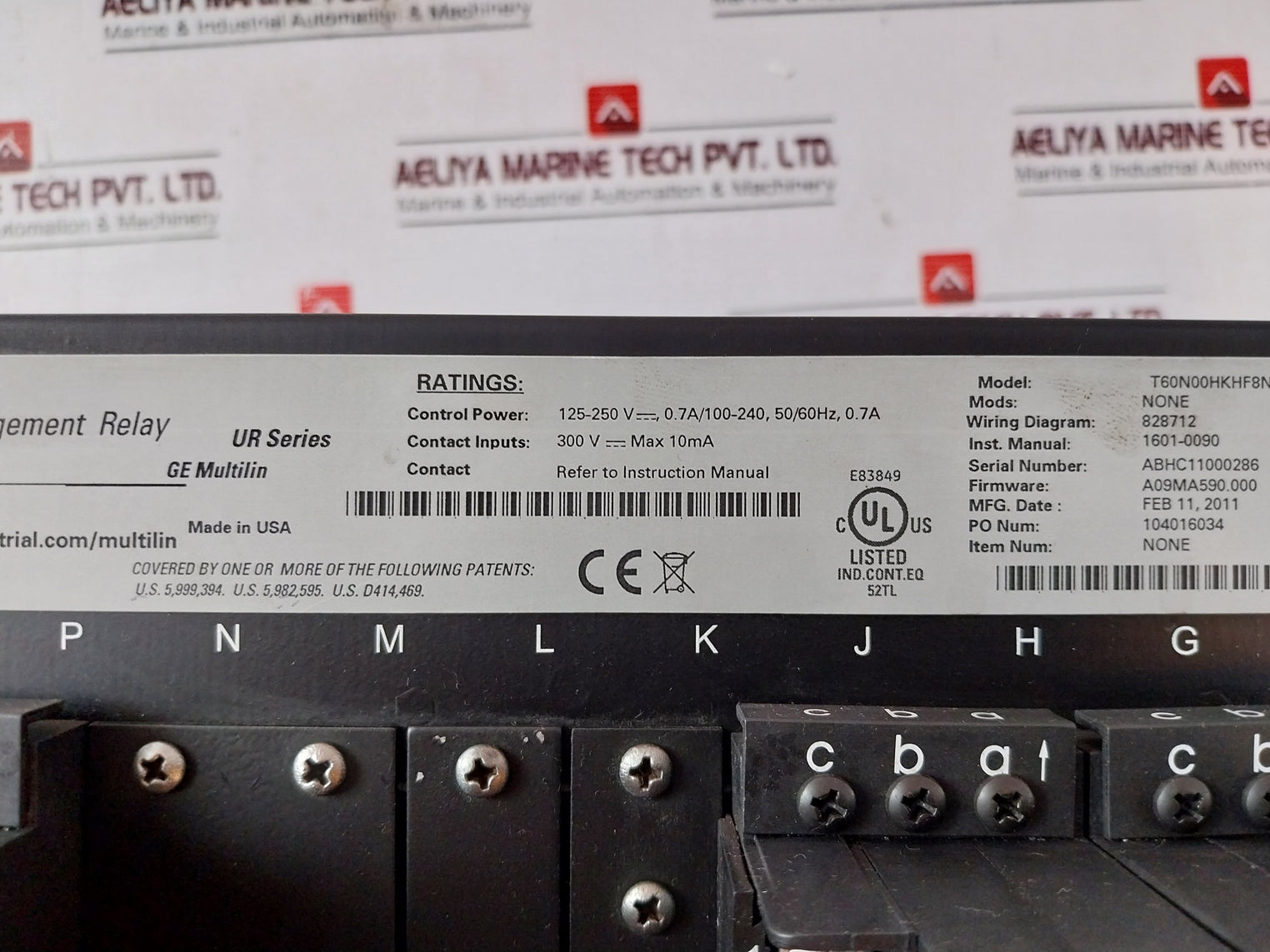 Ge T60N00Hkhf8Nh6Tmxxp6Uuxxwxx Transformer Management Relay 125-250V, 50/60Hz