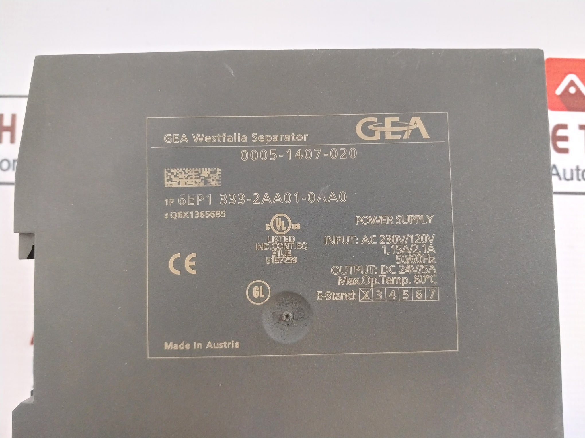 Gea 6Ep1 333-2Aa01-0Aa0 Power Supply Ac 230V/120V 1,15A/2,1A 50/60Hz