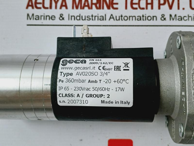 Geca Av020so 3/4" Nc Automatic Valve Ip65 230v Rac 50/60hz 17w Pe 360 Mbar