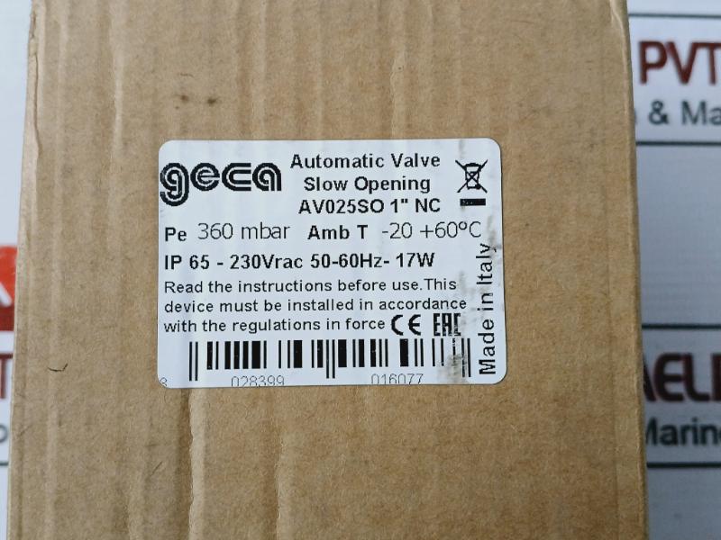 Geca Av025so 1”nc Low Pressure Zev Series Slow Opening Gas Solenoid Valves