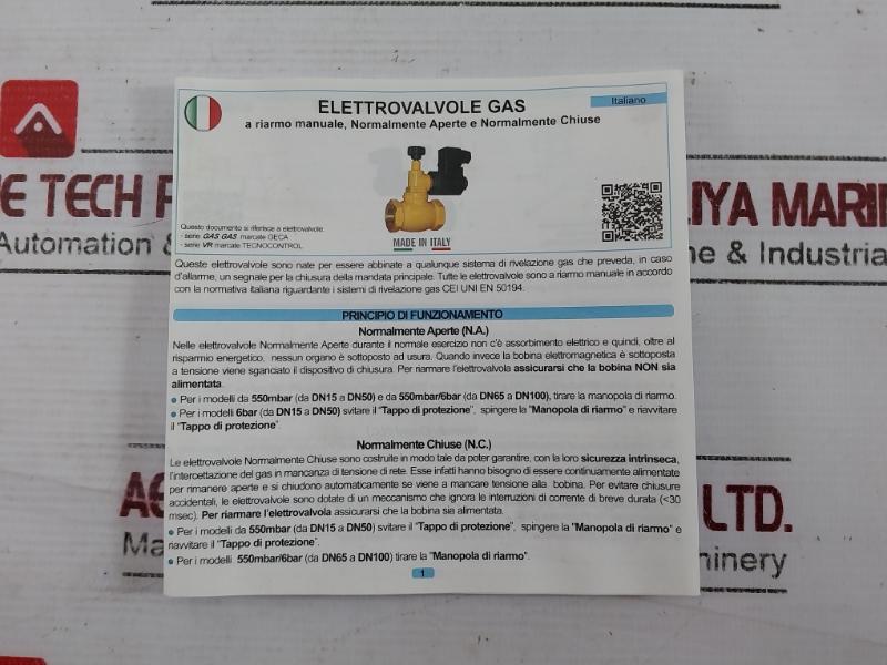 Geca Gas Mr No 1/2" Solenoid Valve 6Bar 230Vac 50/60Hz Ip65 Pe