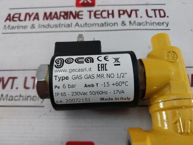 Geca Gas Mr No 1/2" Solenoid Valve 6Bar 230Vac 50/60Hz Ip65 Pe