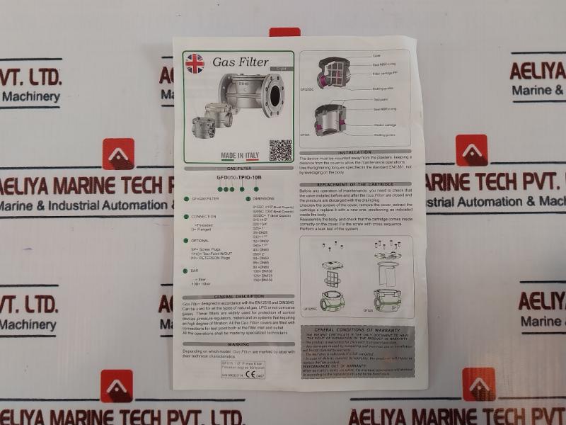 Geca Gfd25 Dn25-gas Filter 50 Micron 6 Bar 30V Ac/Dc 100Ma