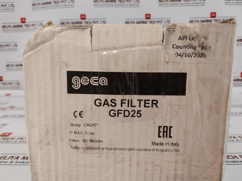 Geca Gfd25 Dn25-gas Filter 50 Micron 6 Bar 30V Ac/Dc 100Ma