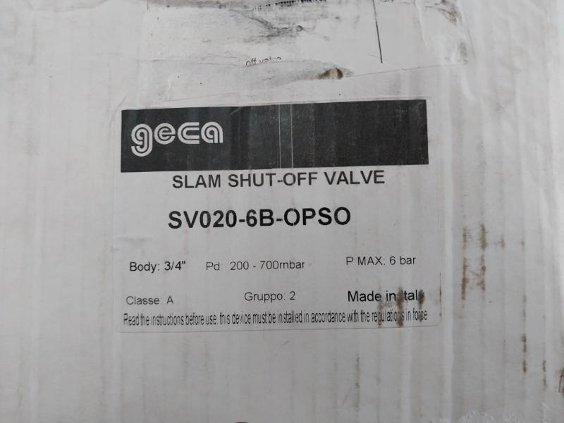 Geca Sv020-6B-opso Slam Shut Off Valve 3/4" 6 Bar 200-700Mbar