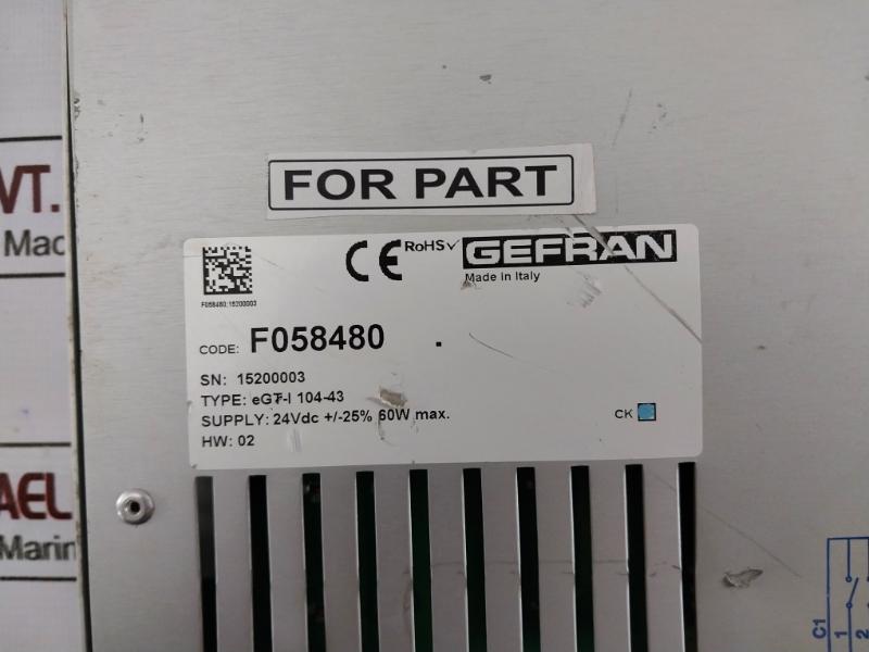 Gefran Egt-i 104-43 Touchscreen Display With Keys 24vdc 60w Max