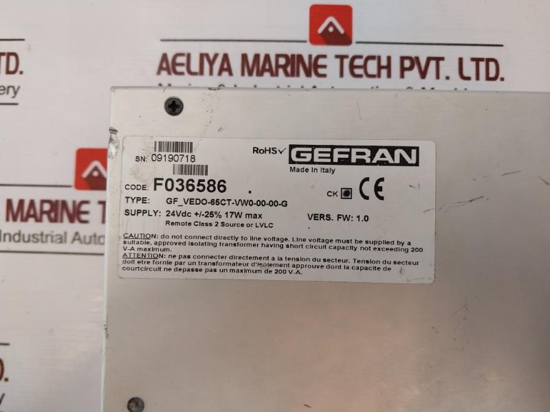 Gefran Gf_vedo-65ct-vw0-00-00-g Hmi Supplier Control Unit 24vdc Max Power 17w