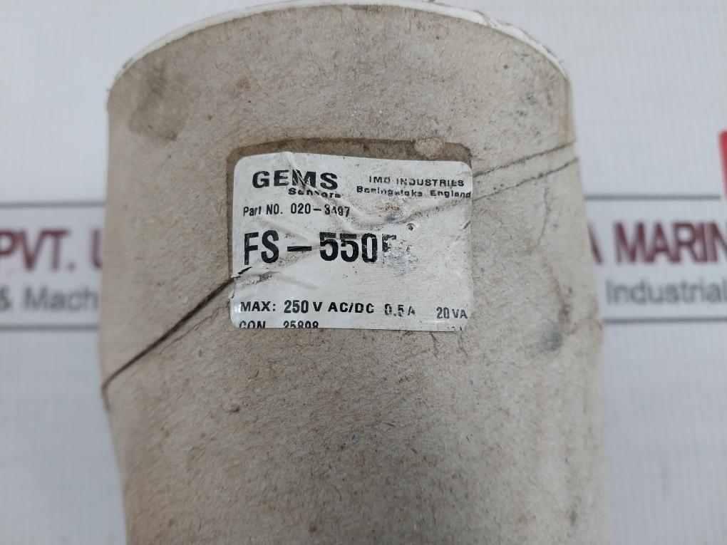 Gems Sensors 020-3497 Paddle Flow Switch For Cooling Water 250Vac/Dc 0.5A 20Va