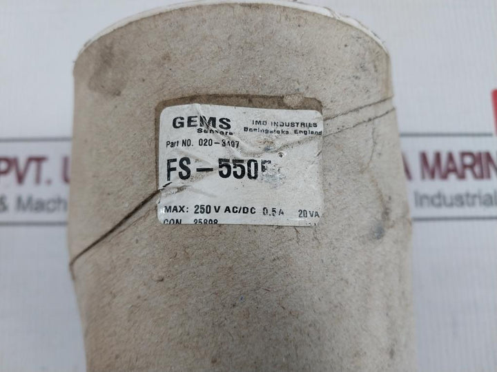 Gems Sensors 020-3497 Paddle Flow Switch For Cooling Water 250Vac/Dc 0.5A 20Va