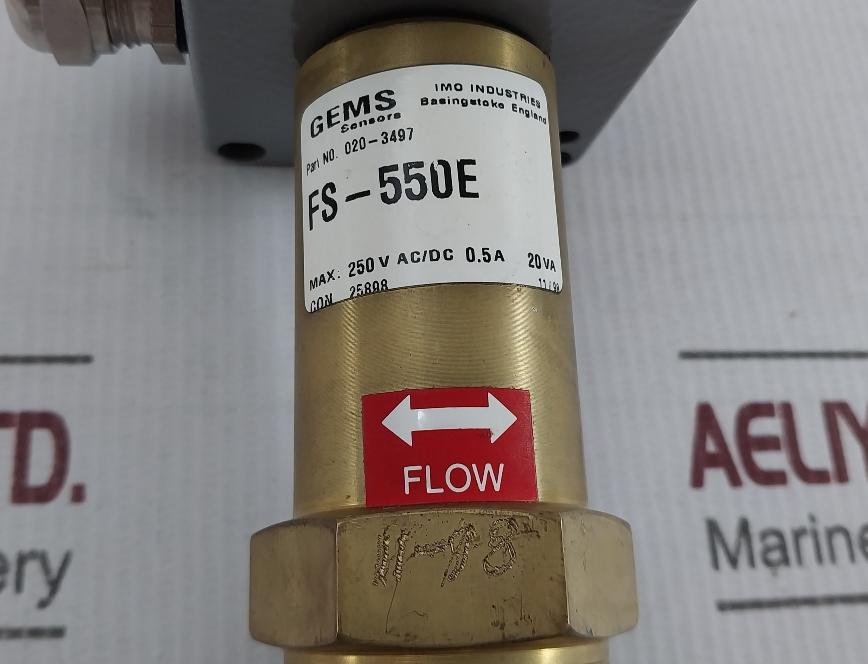 Gems Sensors 020-3497 Paddle Flow Switch For Cooling Water 250Vac/Dc 0.5A 20Va