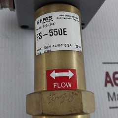 Gems Sensors 020-3497 Paddle Flow Switch For Cooling Water 250Vac/Dc 0.5A 20Va