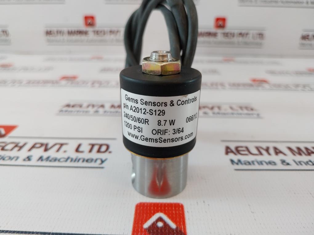 Gems Sensors A2012-s129 Solenoid Valve 220V Nc 1200Psi 240/50/60R 8.7W