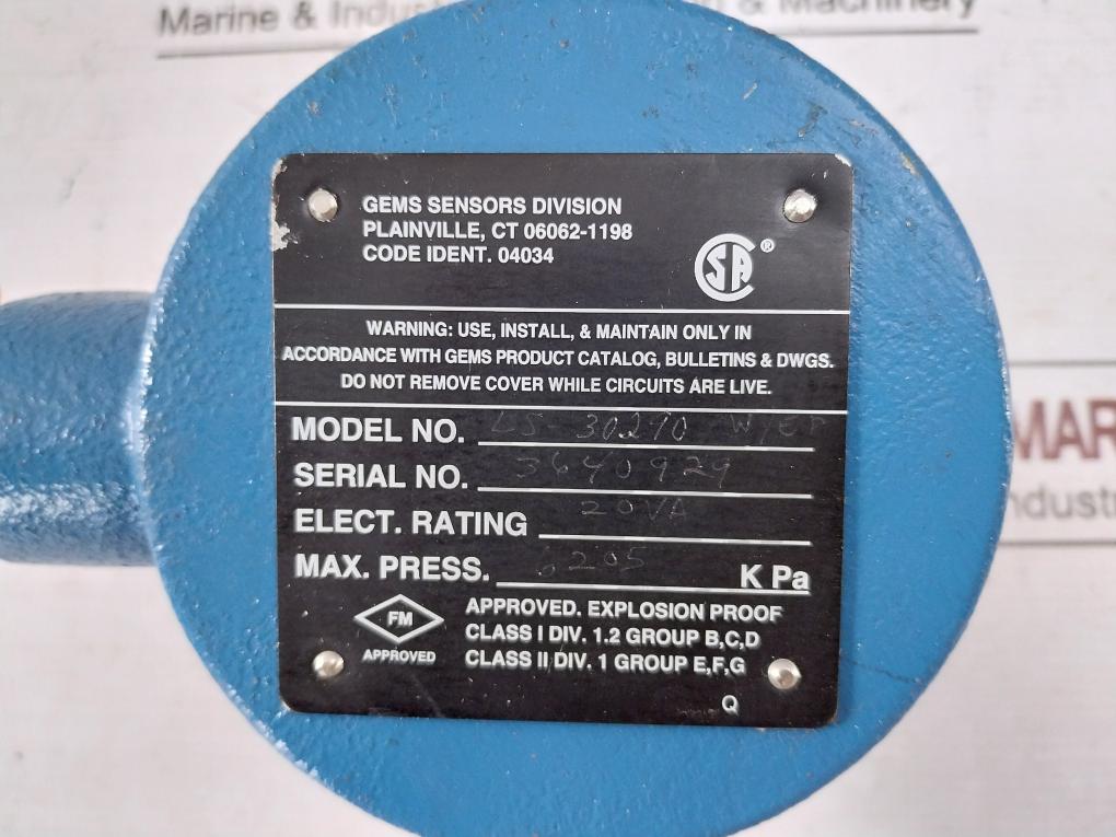 Gems Sensors Ls-30290 Wyep Explosion-proof Side-mounted Level Switch 56270 Rev B