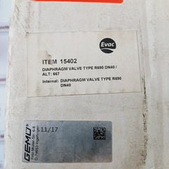 Gemu R690 40d 7 1142hdn Pneumatically Operated Diaphragm Valve 10,0 Bar