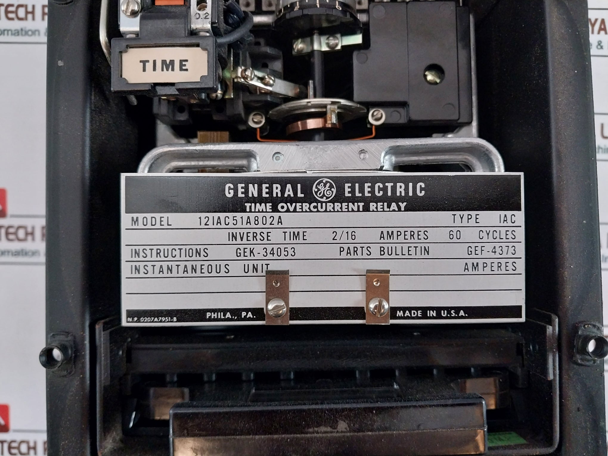 General Electric 12Iac51A802A Time Overcurrent Relay 2/16 Amp 60 Cycles