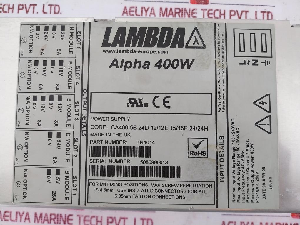 General Electric 173c8427ca G08 Lambda Alpha 400w Power Supply 100-240vac 7a