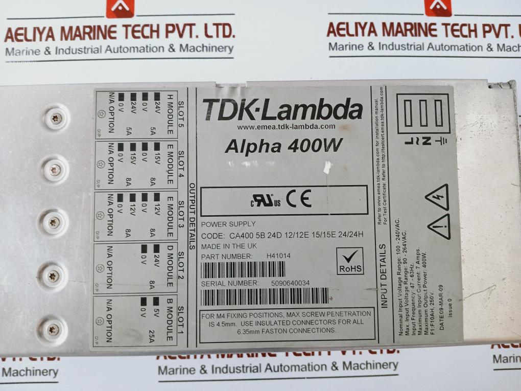 General Electric/Tdk-lambda 173C8427Ca G08 Power Supply Alpha-400W 100-240Vac
