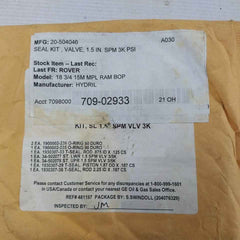 General Electric 20-504046 Spm Valve Seal Kit A030 Nd6Lgx3102 Rev.A4