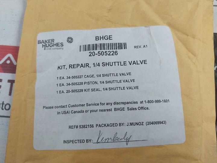 General Electric 20-505226 Repair Kit For Shuttle Valve 1/4