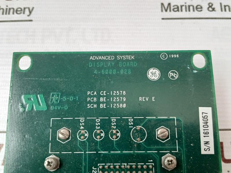 General Electric 3-6000-038 Plc Display Board Rev E 4-6000-028 Pca Ce-12578