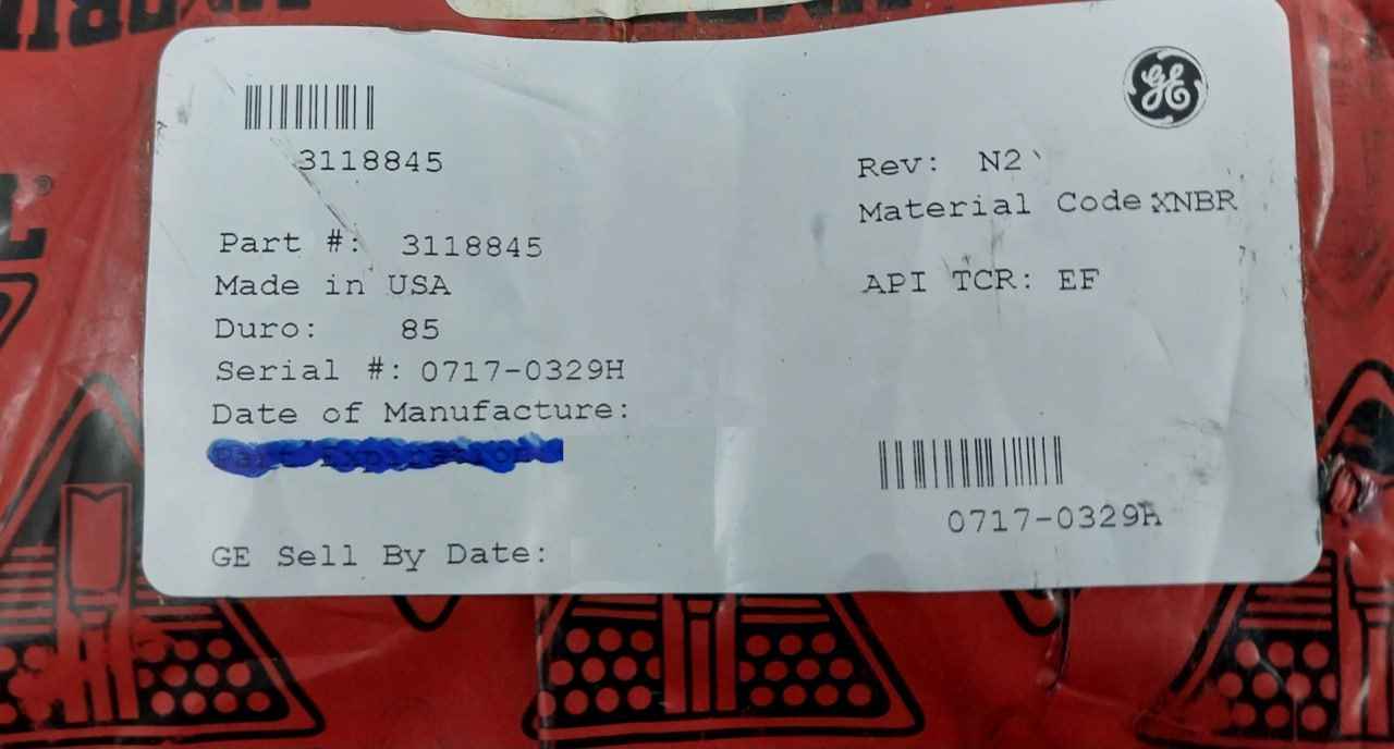 General Electric 3118845 Packer1/2-7 Hvr 18-15M Hydril Xnbr Rev N2