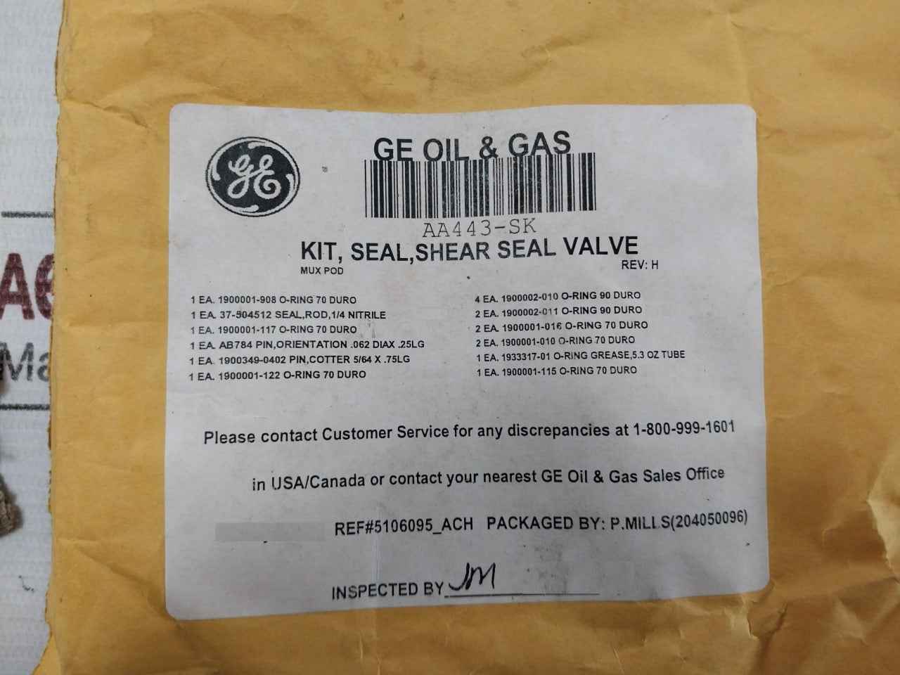 General Electric Aa443-sk Shear Seal Valve Kit 37-504512
