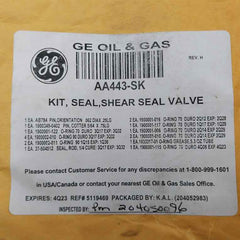General Electric Aa443-sk Shear Seal Valve Kit Rev. H 37-504512