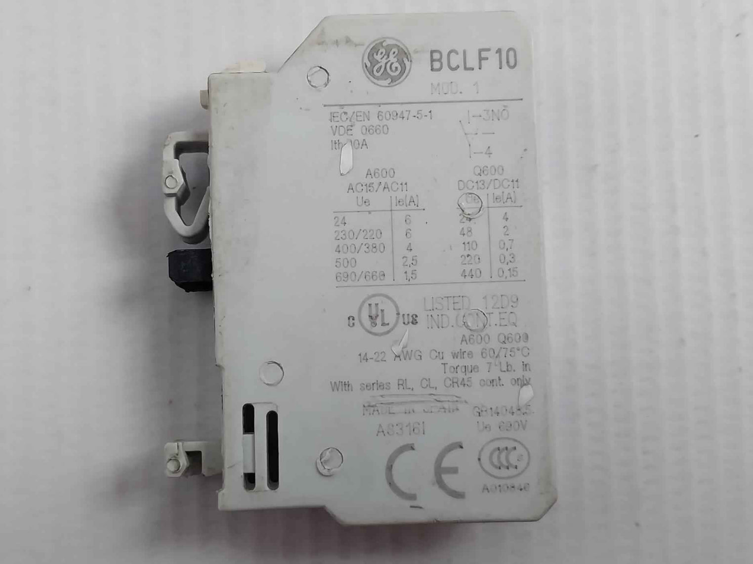 General Electric Bclf10 Auxiliary Contact Block