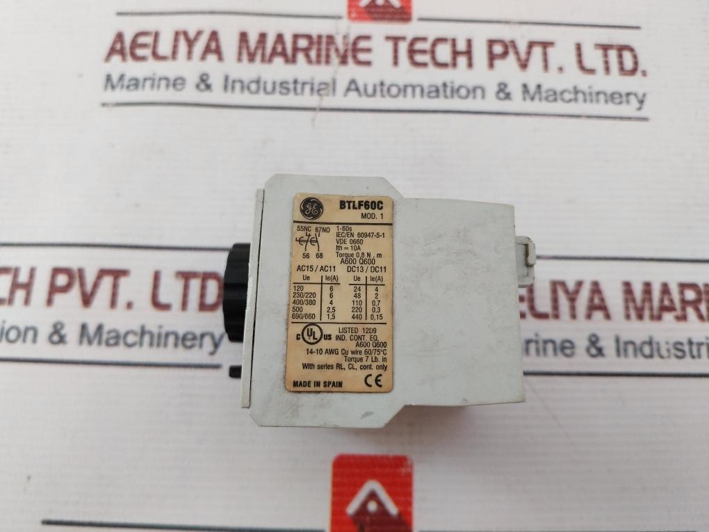 General Electric Btlf60C Pneumatic Timer Block 1-60S