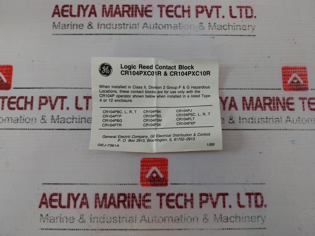 General Electric Cr104Pxc10R Logic Reed Contact Block, 120Vac/30Vdc