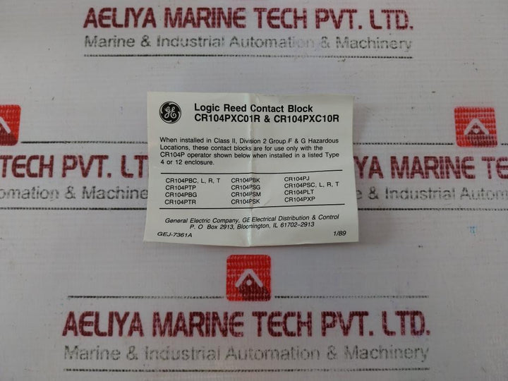 General Electric Cr104Pxc10R Logic Reed Contact Block, 120Vac/30Vdc