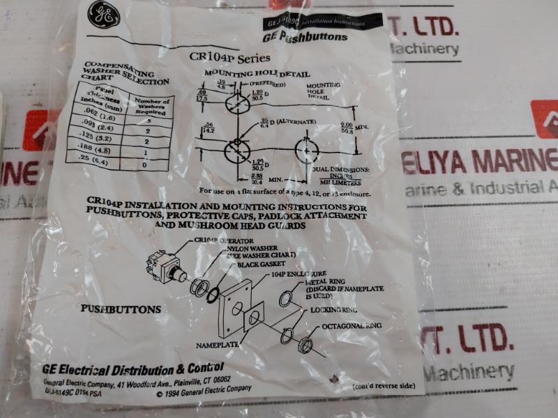 General Electric Cr104pbg00b1 Standard Pushbutton Less Contact (Black)