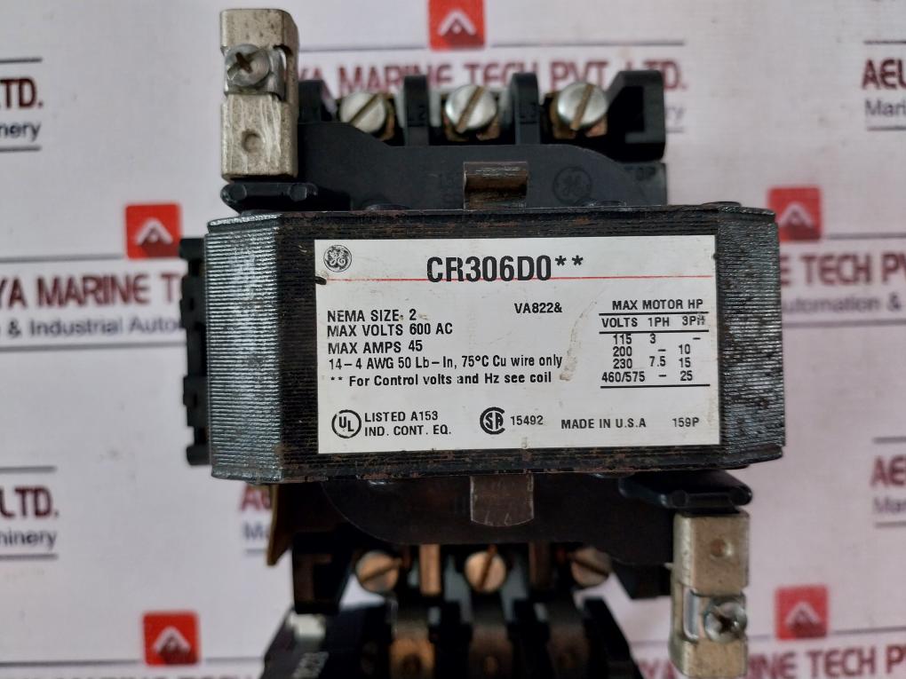 General Electric Cr306d002 Nema Size 2 Starter 45 A 120v Ac Coil