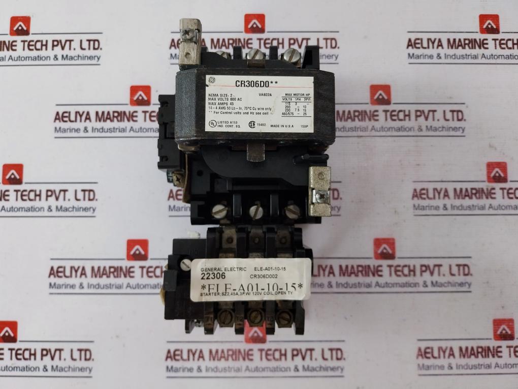 General Electric Cr306d002 Nema Size 2 Starter 45 A 120v Ac Coil