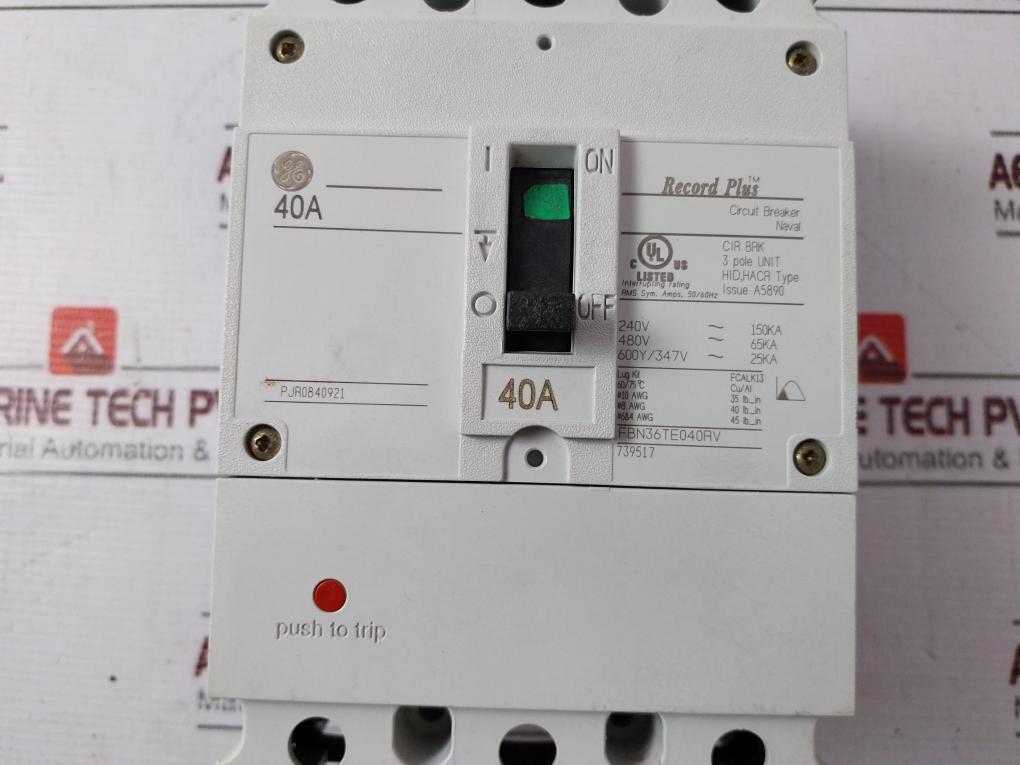 General Electric Fbn36Te040Rv Current Limiting Circuit Breaker 40A 240V
