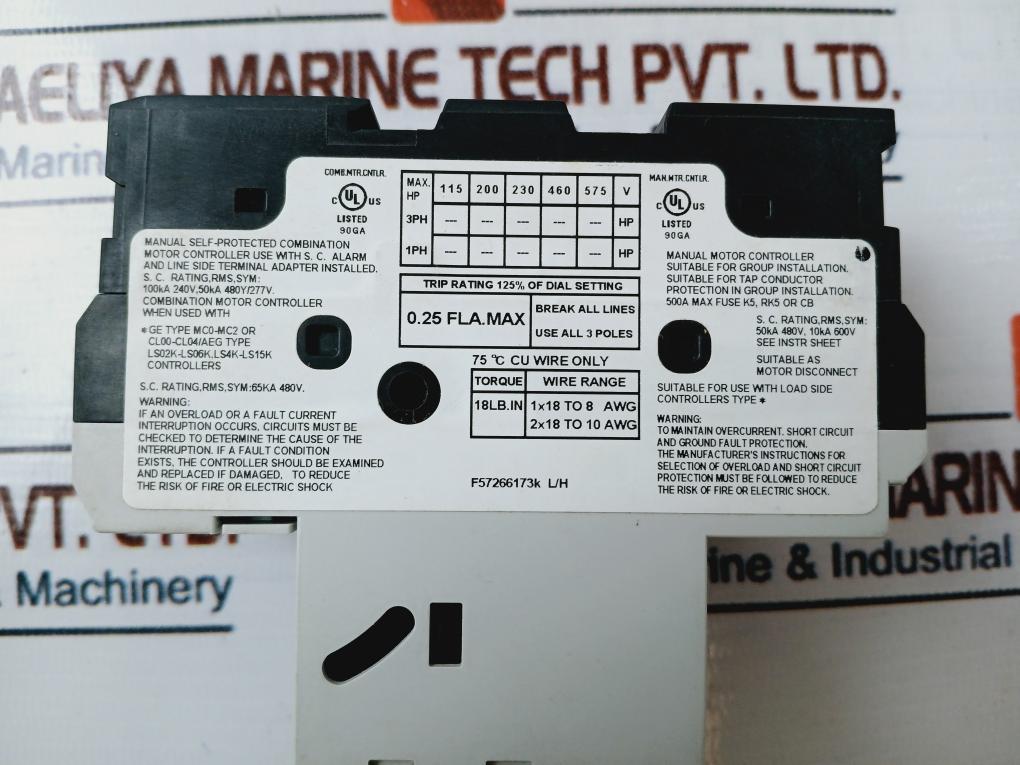 General Electric Gps1Bhab 3 Pole Manual Motor Starter 50/60Hz