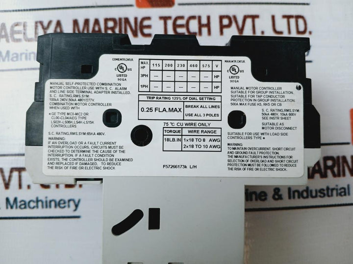 General Electric Gps1Bhab 3 Pole Manual Motor Starter 50/60Hz