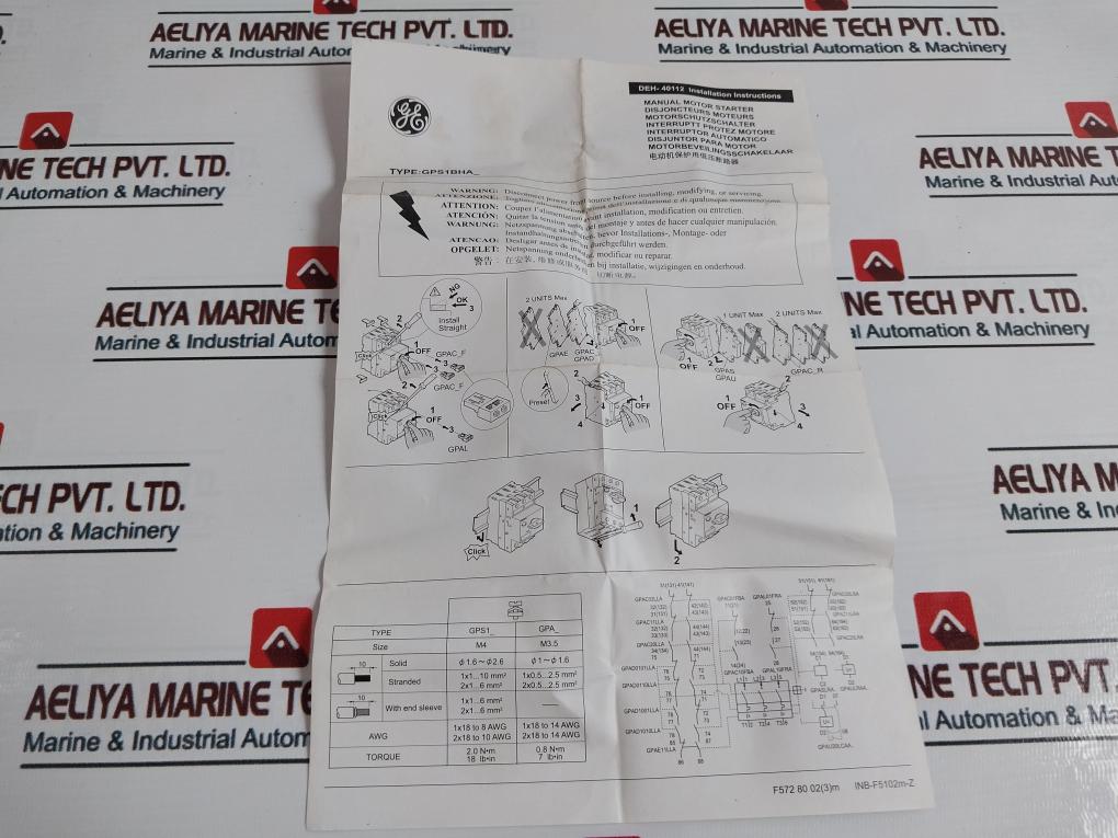 General Electric Gps1Bhab Manual Motor Starter