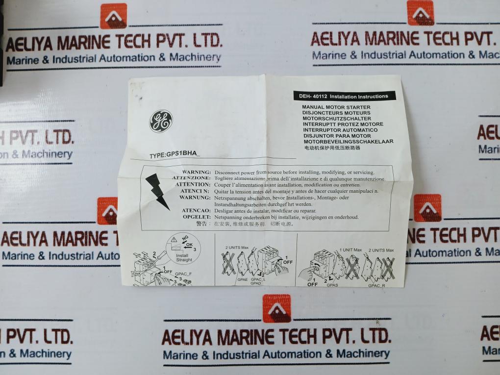 General Electric Gps1Bhab Manual Motor Starter 50/60Hz
