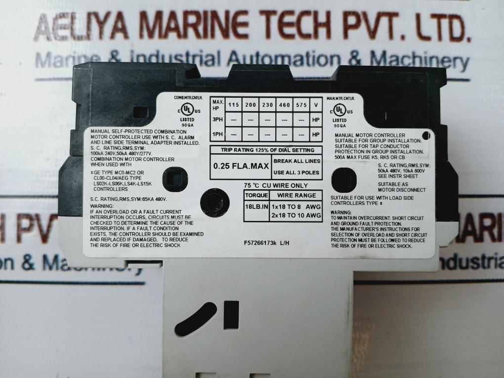 General Electric Gps1Bhab Manual Motor Starter 50/60Hz