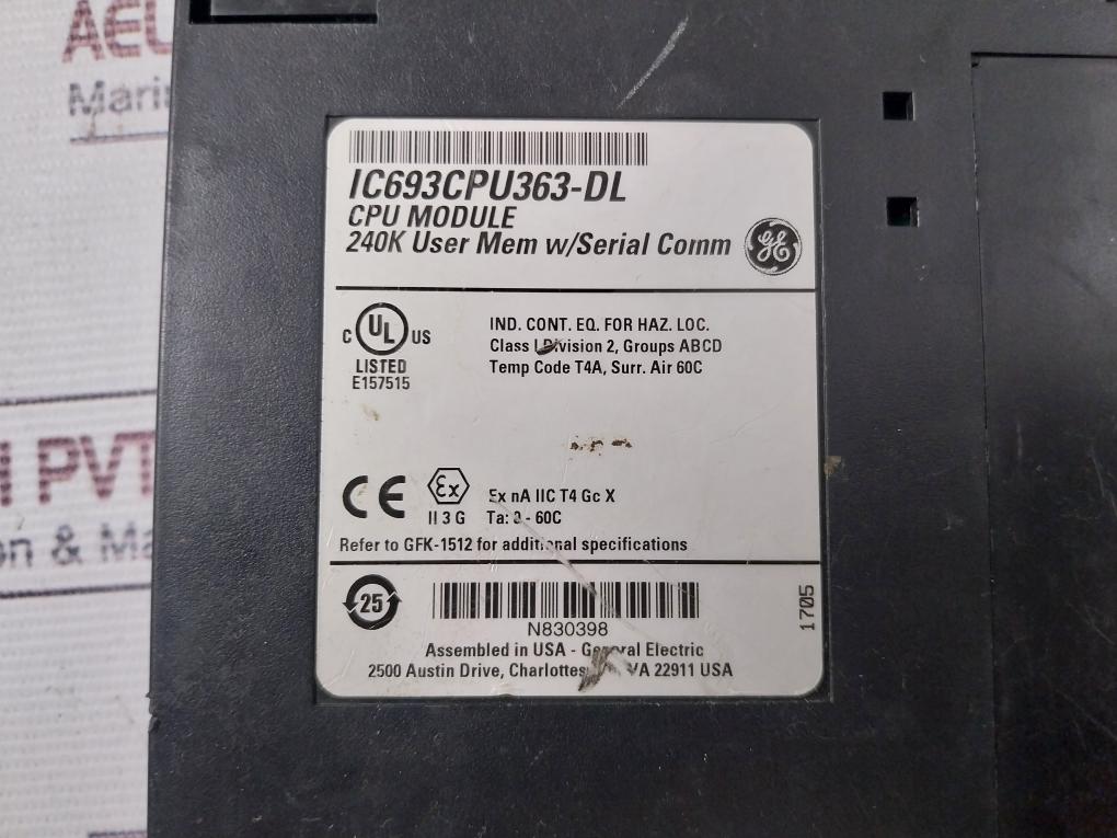 General Electric Ic693Cpu363-dl Cpu Module