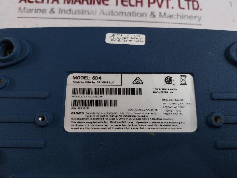 General Electric Mds Sd4 Long Range Ip/Ethernet Communication Module 10-30 Vdc 2.5A Max