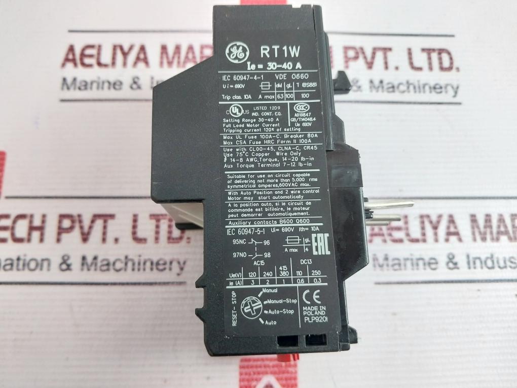 General Electric Rt1W Overload Relay