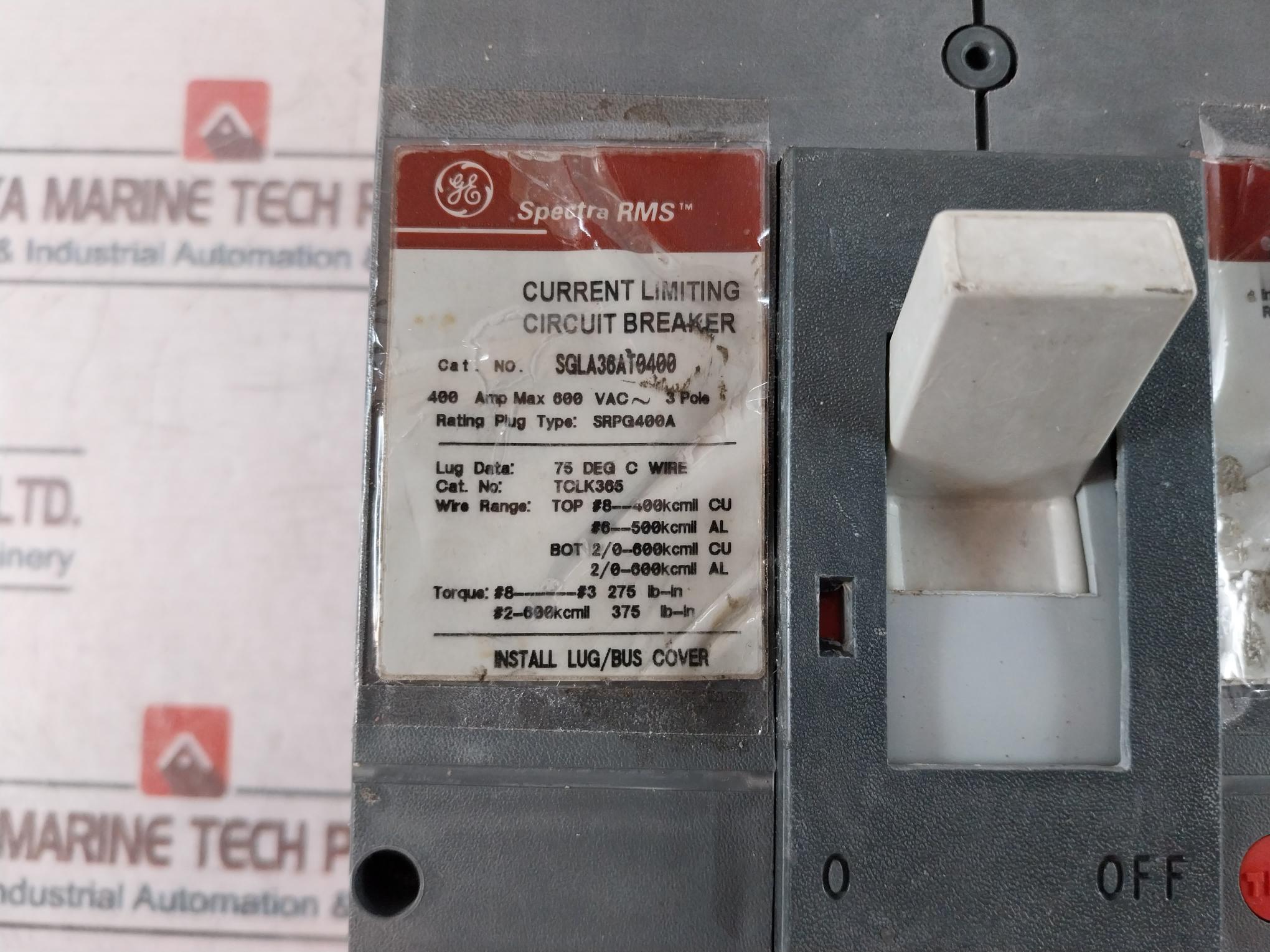 General Electric Sgla36At0400 Current Limiting Circuit Breaker