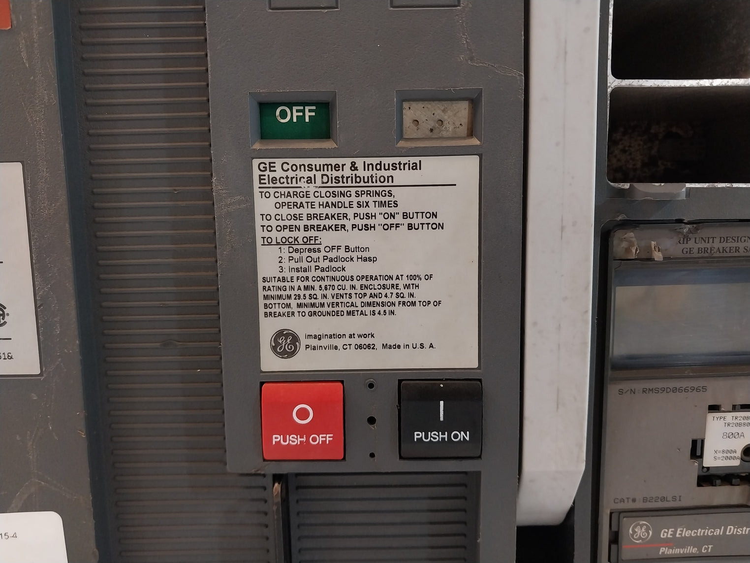 General Electric Shd20B220 3-pole Power Break Ii Circuit Breaker 600V Ac 2000Amp