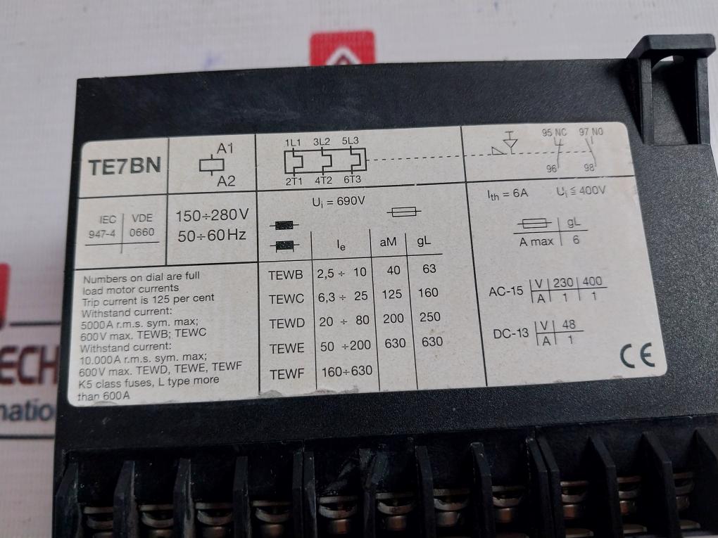 General Electric TE7BN Relay 6A 690V 50/60Hz